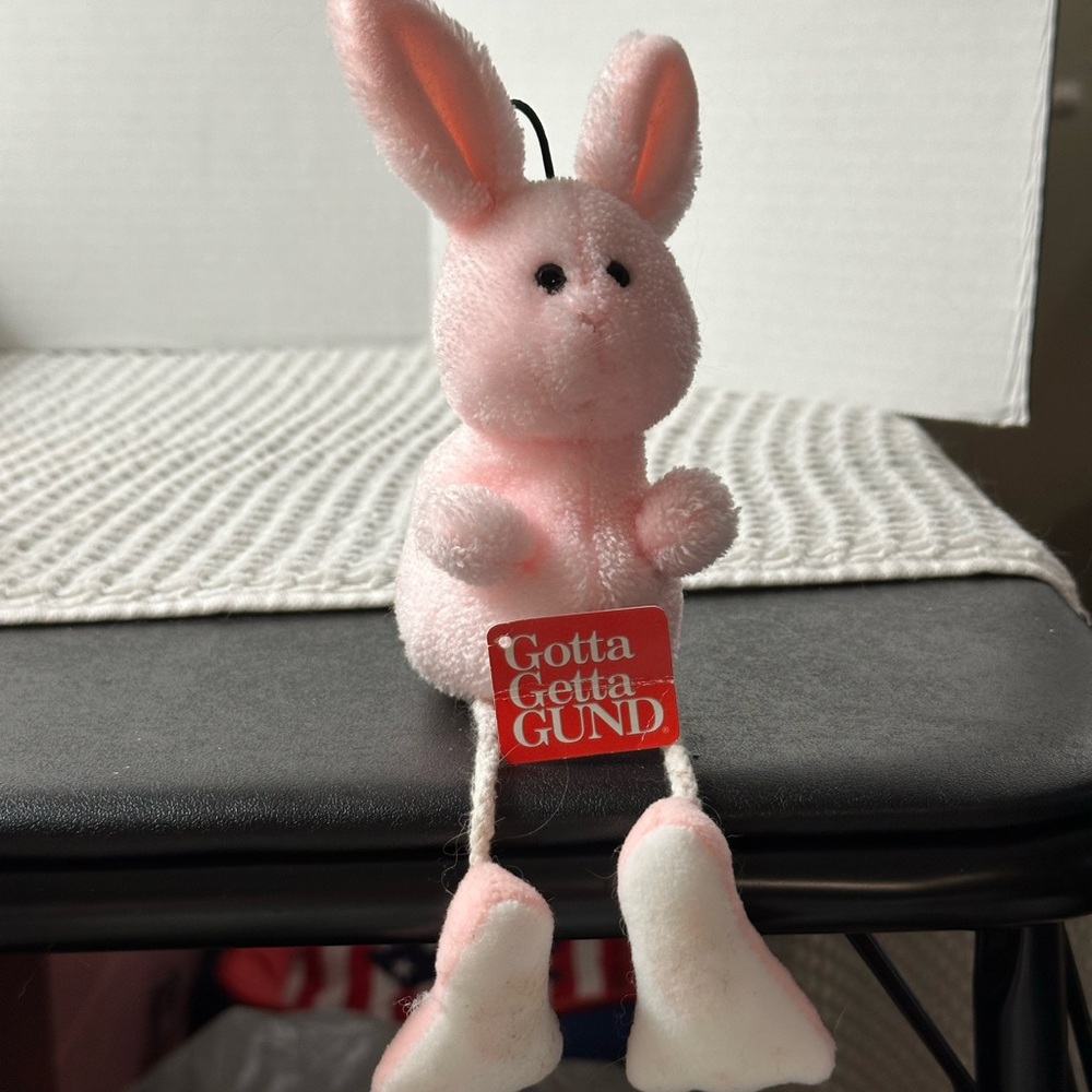 Vintage Gund String Bean Bunny Plush Toy 3609 7" Rabbit Plush Stuffed Animal Tag